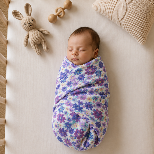 Muslin Swaddle - Blue Flora