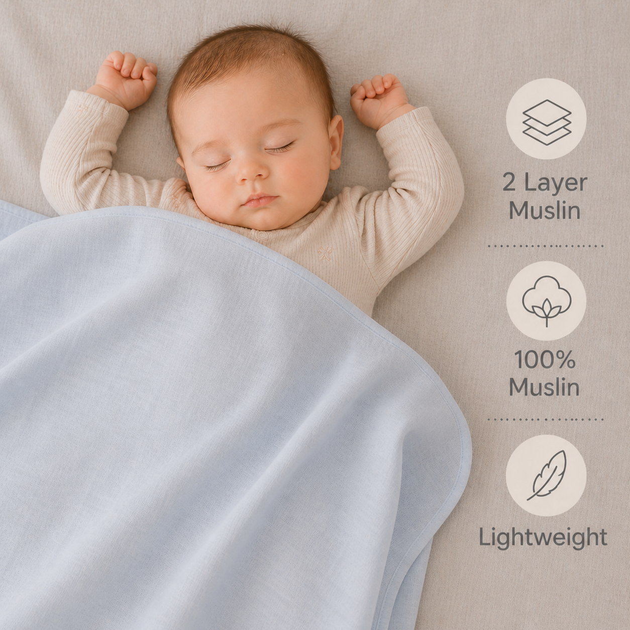 Muslin Swaddle- Powder Blue