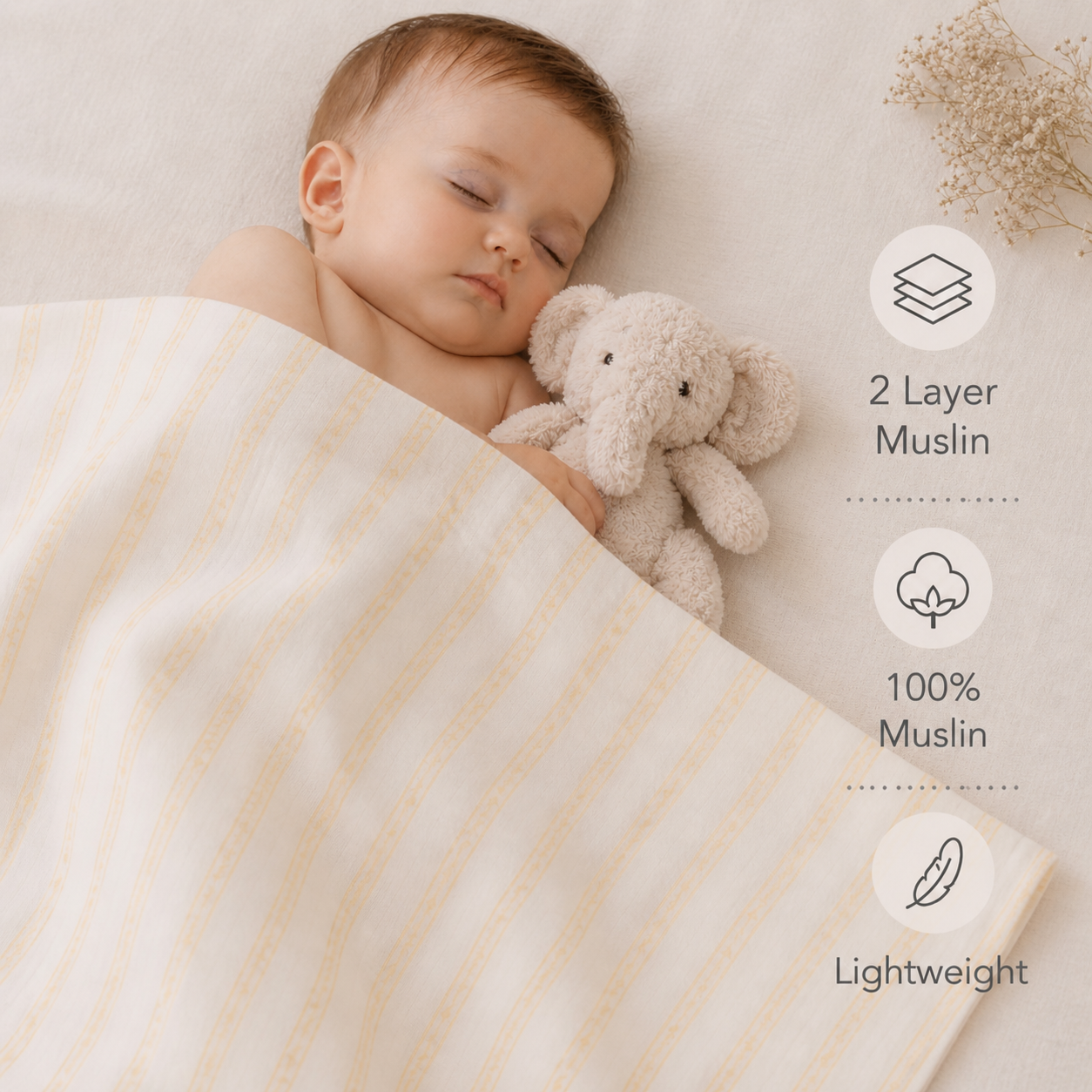 Muslin Swaddle - Buttercream Stripe