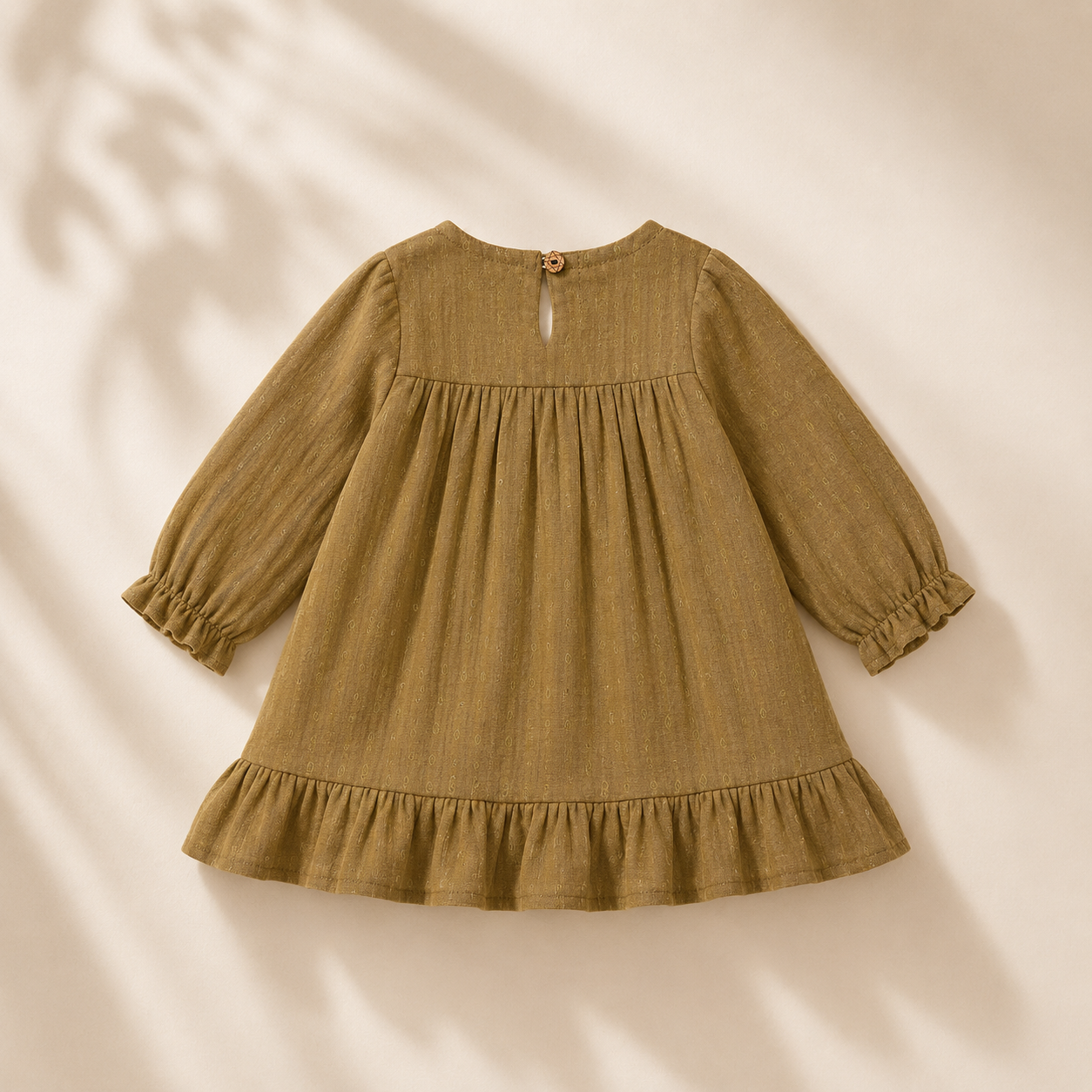 Crinkle Muslin Frock - Olive Dobby