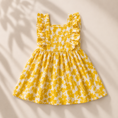 Crinkle Muslin Frock - Classy Daffodil