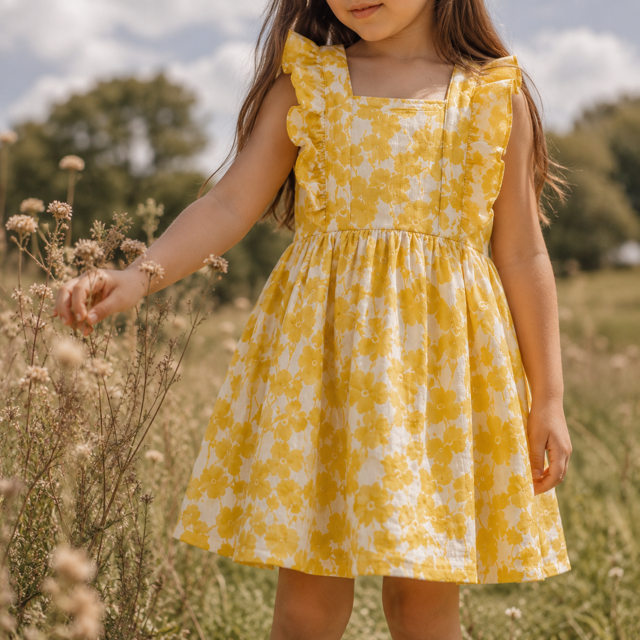 Crinkle Muslin Frock - Classy Daffodil