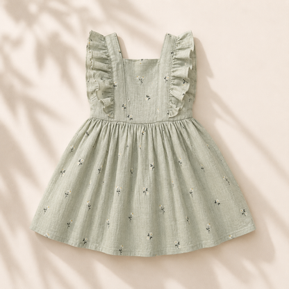 Crinkle Muslin Frock - Coastal Sage