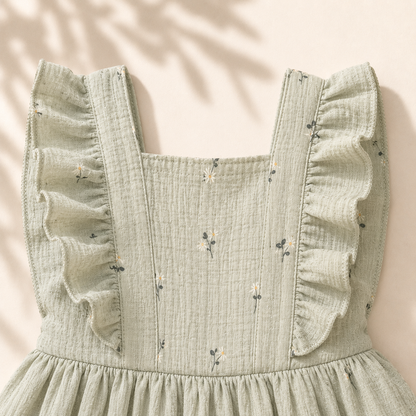 Crinkle Muslin Frock - Coastal Sage