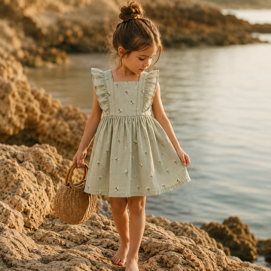 Crinkle Muslin Frock - Coastal Sage