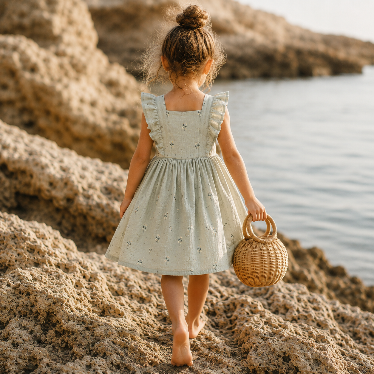 Crinkle Muslin Frock - Coastal Sage