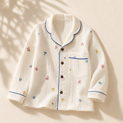 Unisex Crinkle Muslin Night Suit - The Blossom