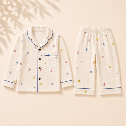 Unisex Crinkle Muslin Night Suit - The Blossom