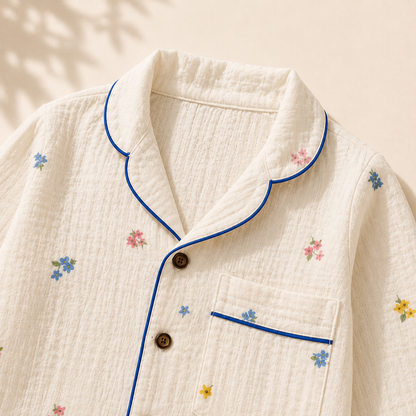 Unisex Crinkle Muslin Night Suit - The Blossom