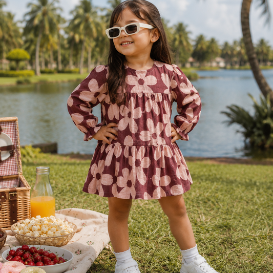 Crinkle Muslin Frock - Spiced Berry