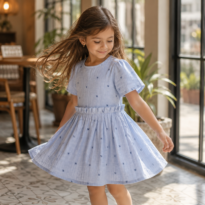 Crinkle Muslin Frock - Bluebell