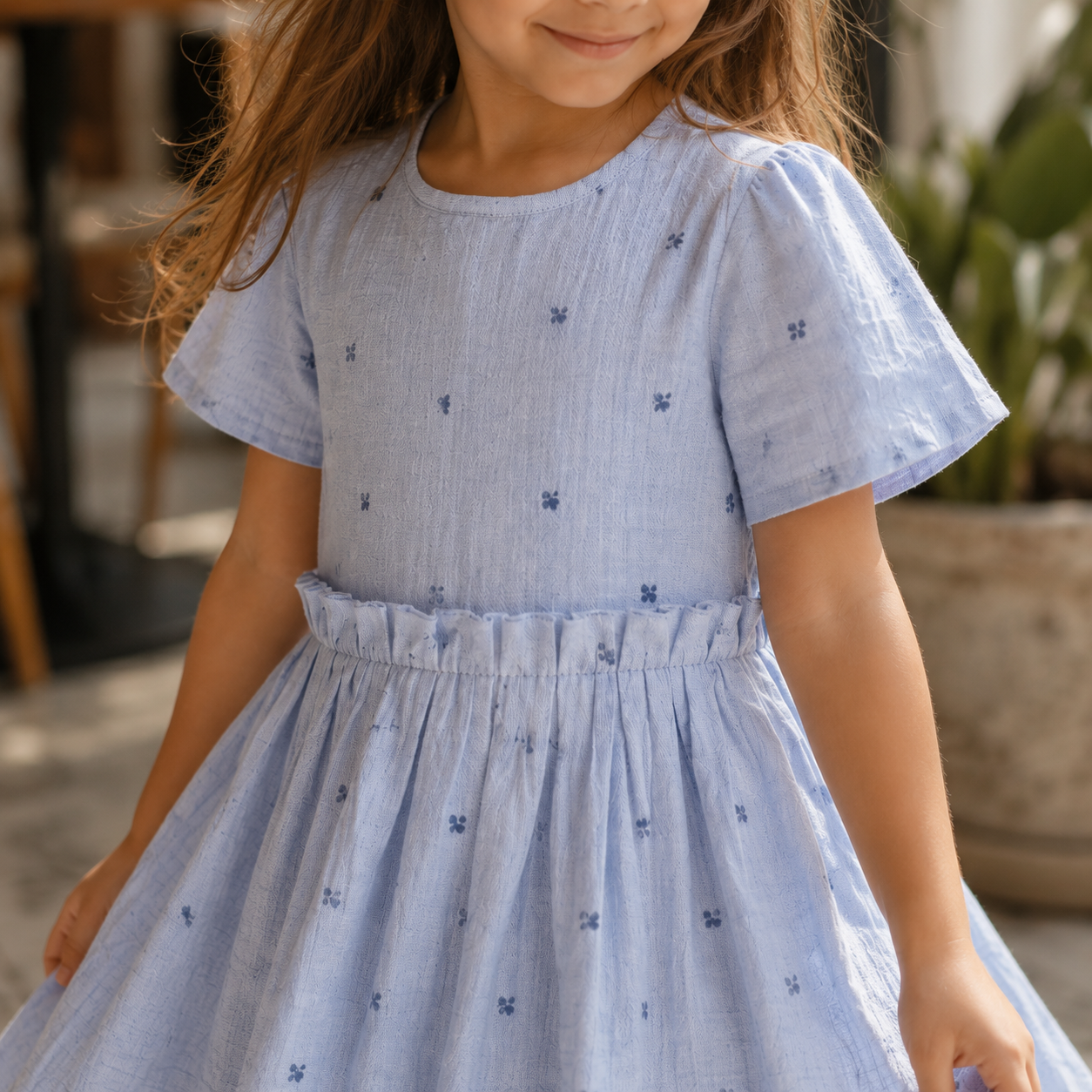 Crinkle Muslin Frock - Bluebell