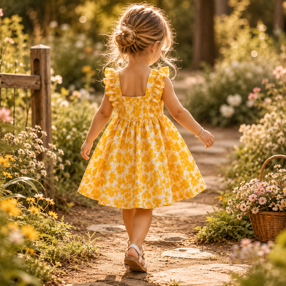 Crinkle Muslin Frock - Classy Daffodil