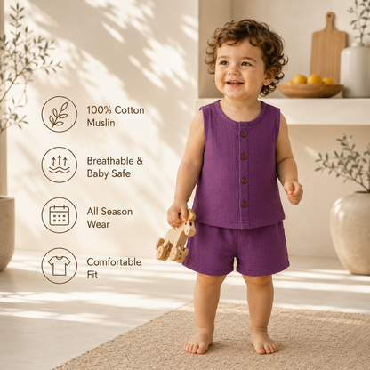 Muslin Jabla Set - Plum Sorbet