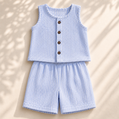 Muslin Jabla Set - Sky Striped