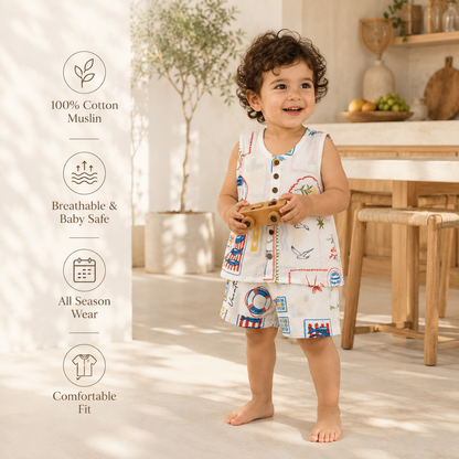 Muslin Jabla Set - Little Sailor