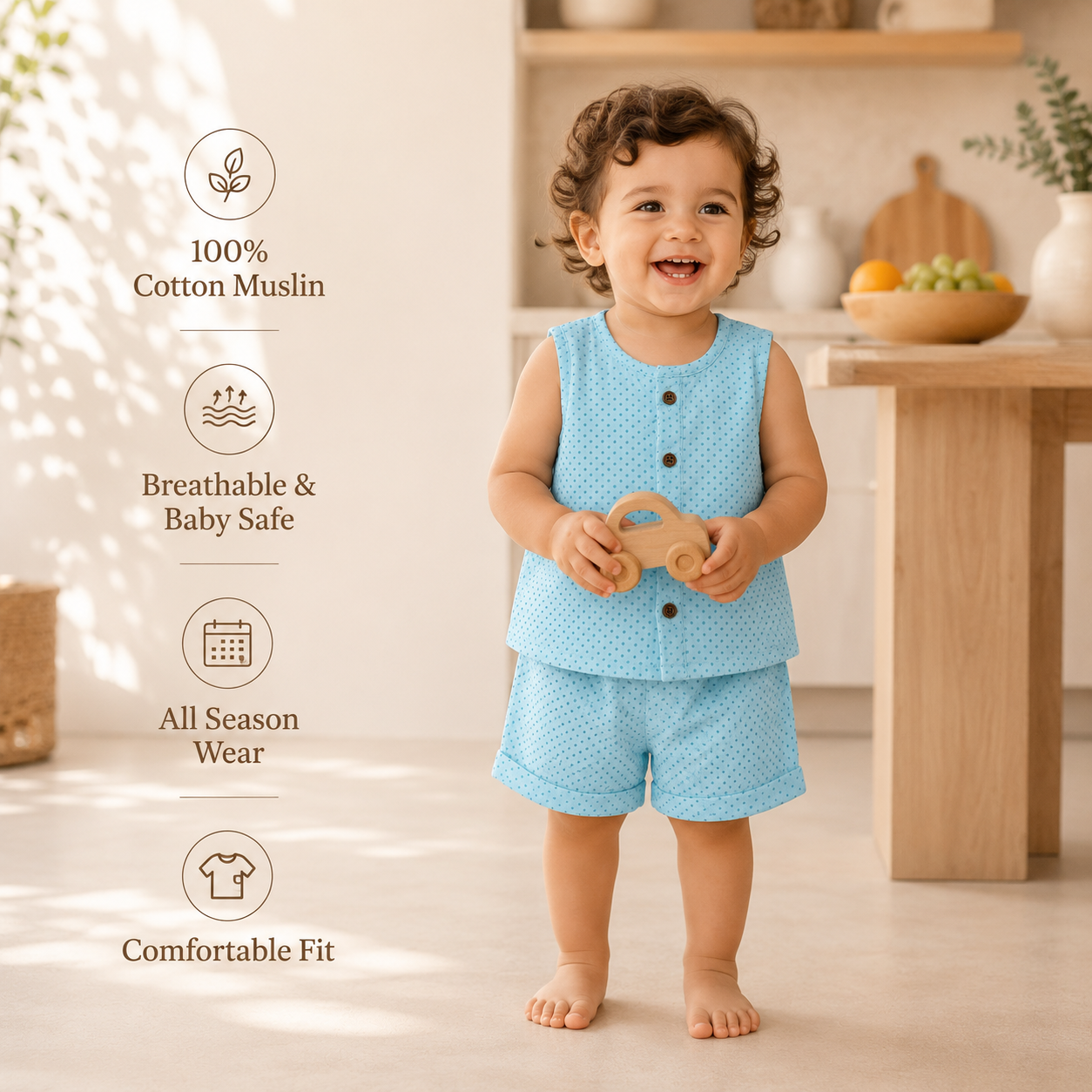 Muslin Jabla Set - Sky Dot