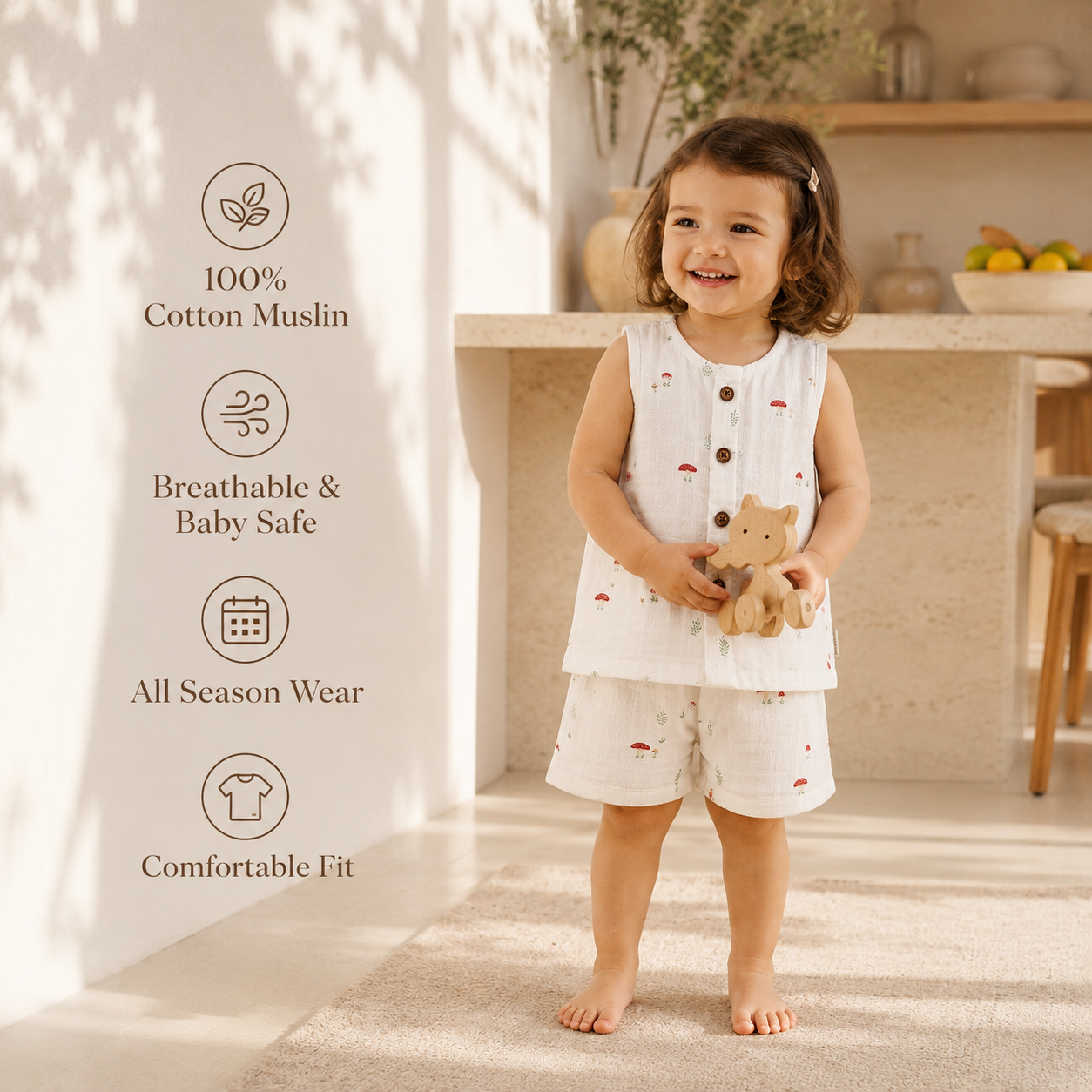 Muslin Jabla Set - Little Mushroom