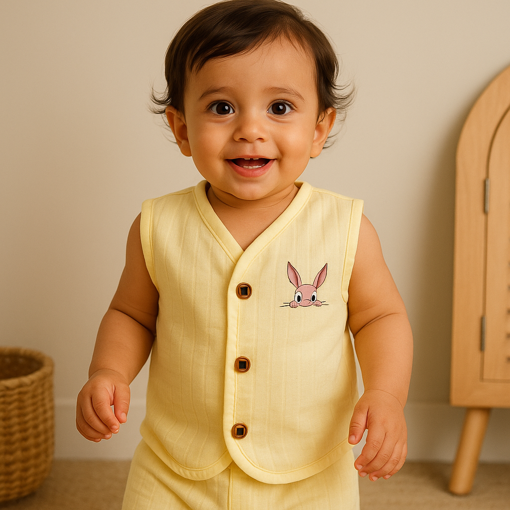 3pcs - Organic muslin sleeve less jabla- Pastel Pack