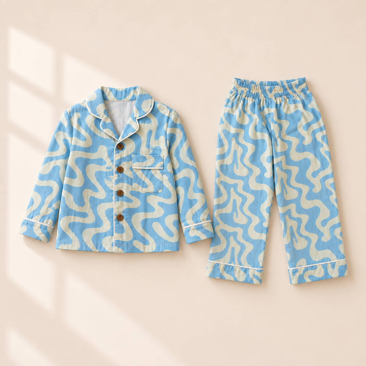 Bamboo Cotton Night Suit - Ocean Swirl