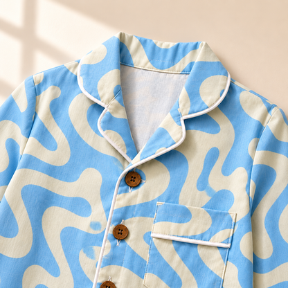 Bamboo Cotton Night Suit - Ocean Swirl