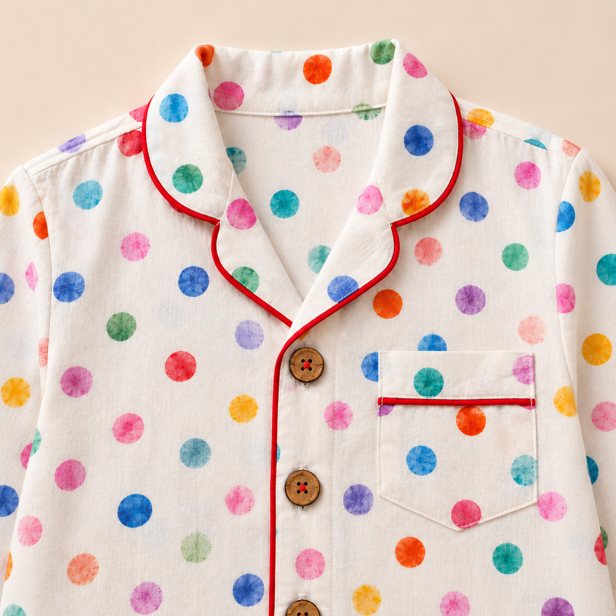 Bamboo Cotton Night Suit - Rainbow Dot