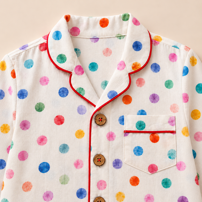 Bamboo Cotton Night Suit - Rainbow Dot