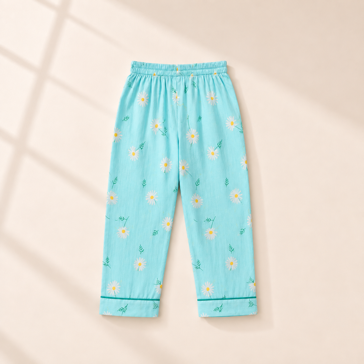 Bamboo Cotton Night Suit - Aqua Daisy