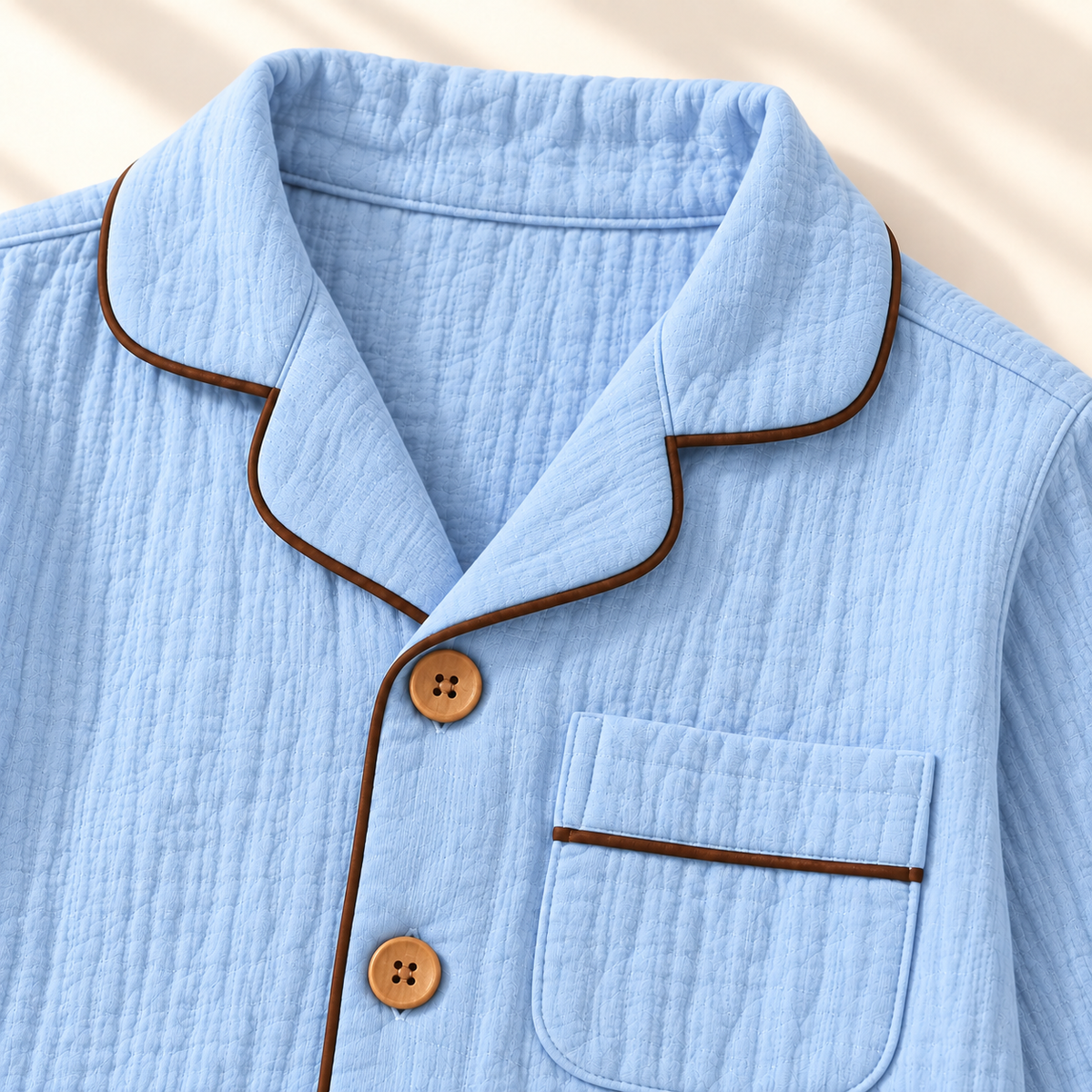 Unisex Crinkle Muslin Night Suit - Dusky Blue