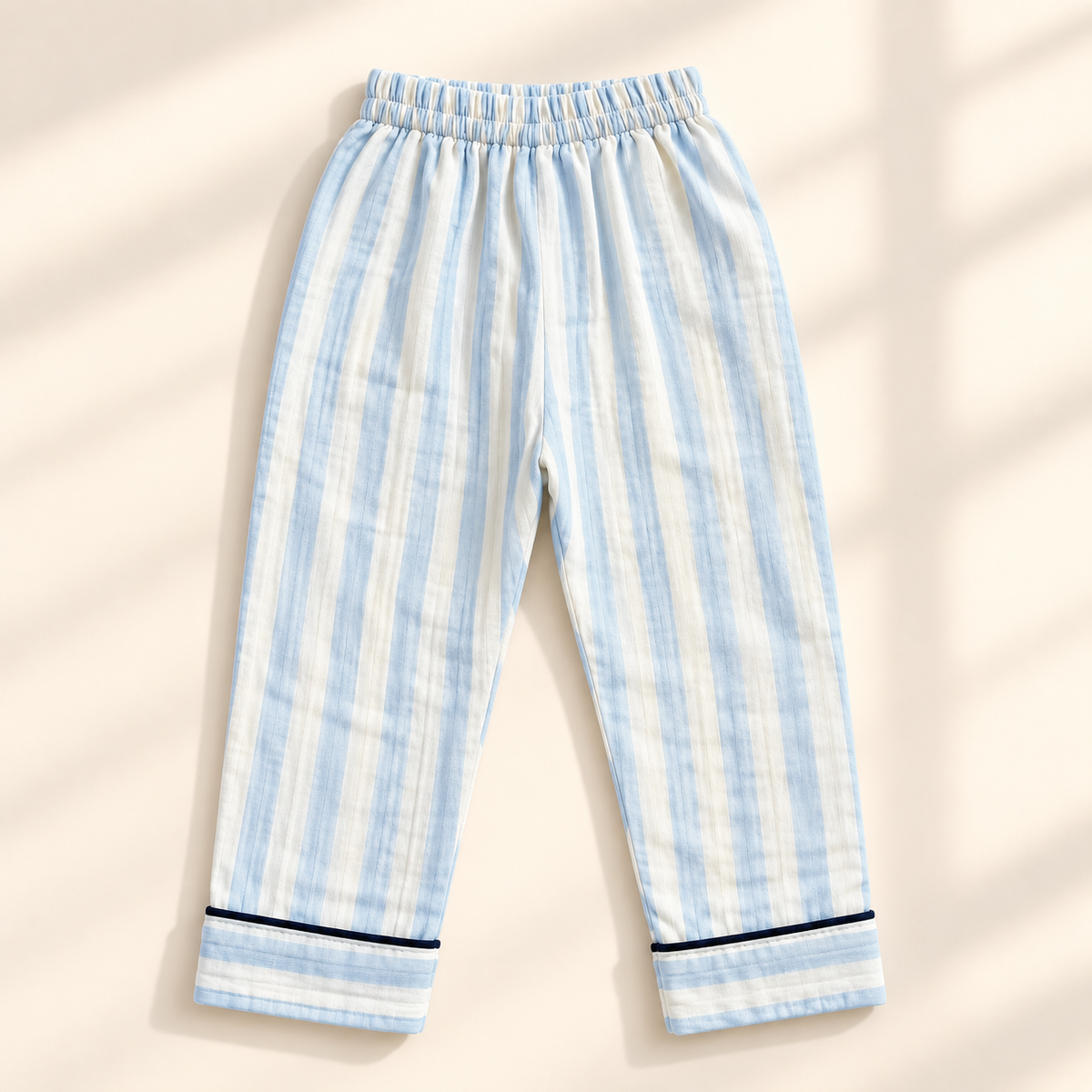 Unisex Crinkle Muslin Night Suit - Sky & Cream