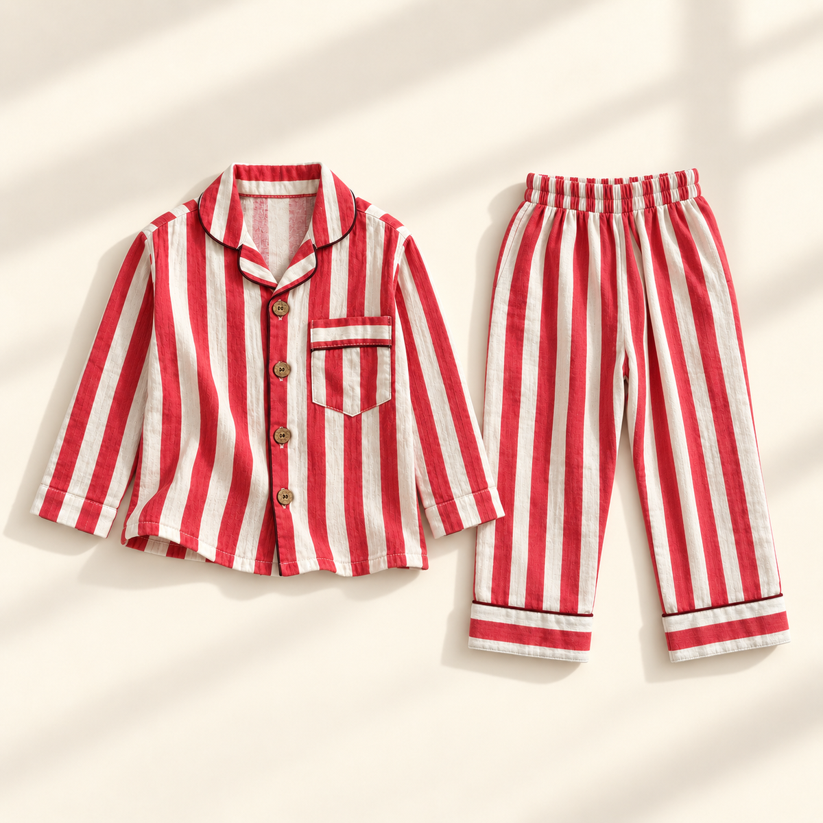 Unisex Crinkle Muslin Night Suit - The Red Velvet