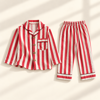 Unisex Crinkle Muslin Night Suit - The Red Velvet