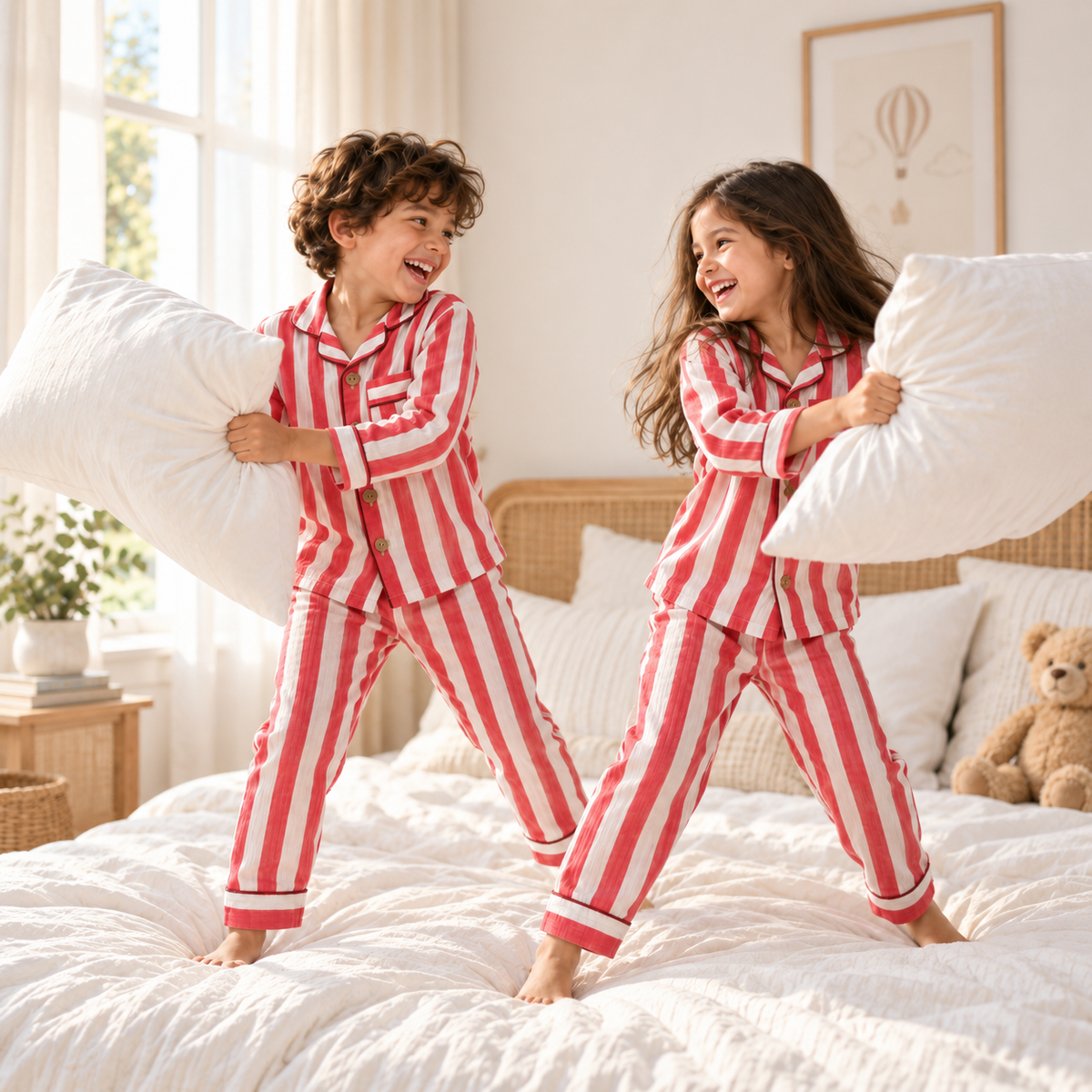 Unisex Crinkle Muslin Night Suit - The Red Velvet