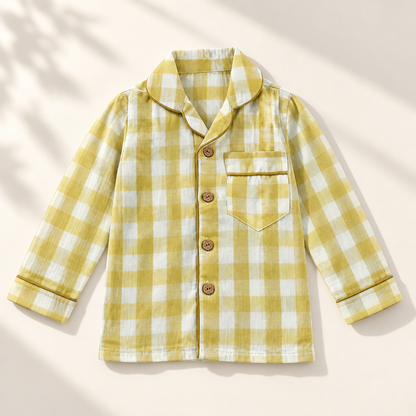 Unisex Crinkle Muslin Night Suit - Sunlit Check