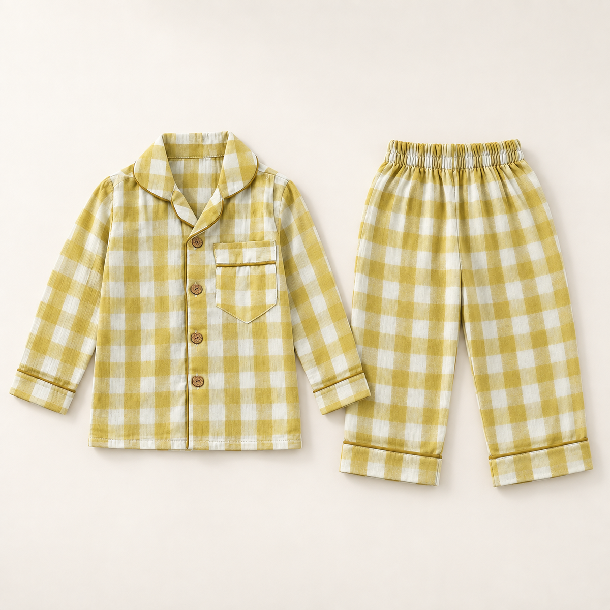 Unisex Crinkle Muslin Night Suit - Sunlit Check
