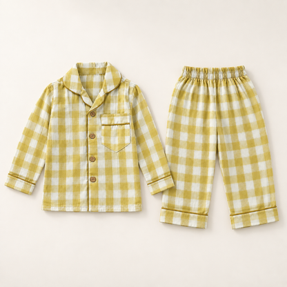 Unisex Crinkle Muslin Night Suit - Sunlit Check