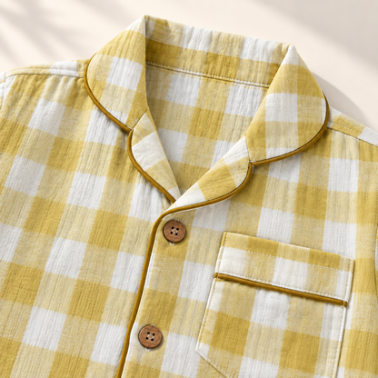 Unisex Crinkle Muslin Night Suit - Sunlit Check