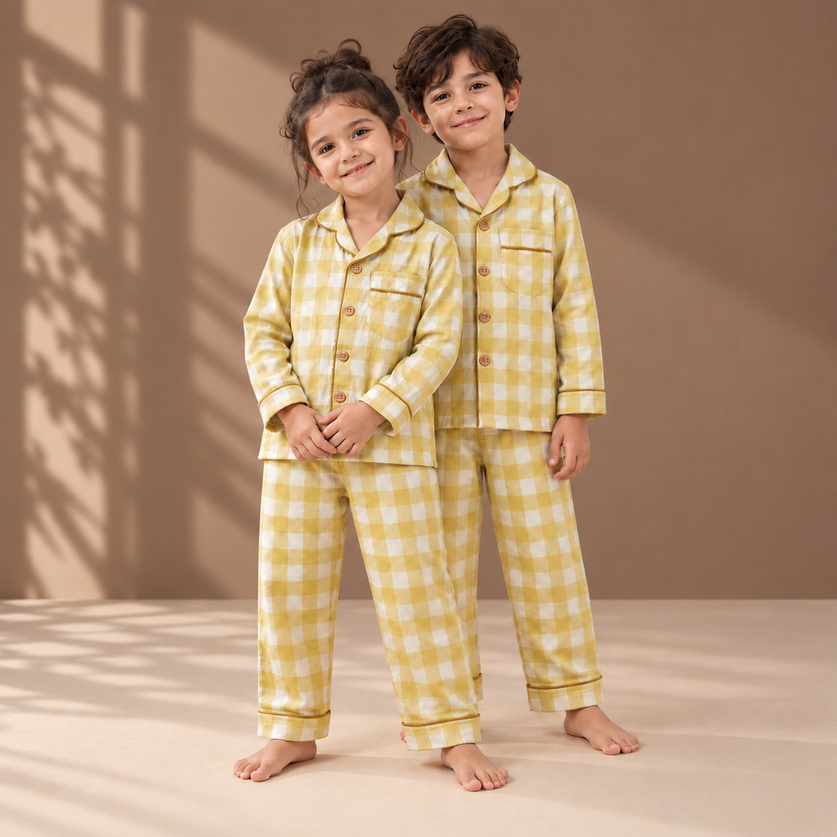 Unisex Crinkle Muslin Night Suit - Sunlit Check