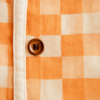 Organic Muslin Sleevless Jabla - Peach Gingham