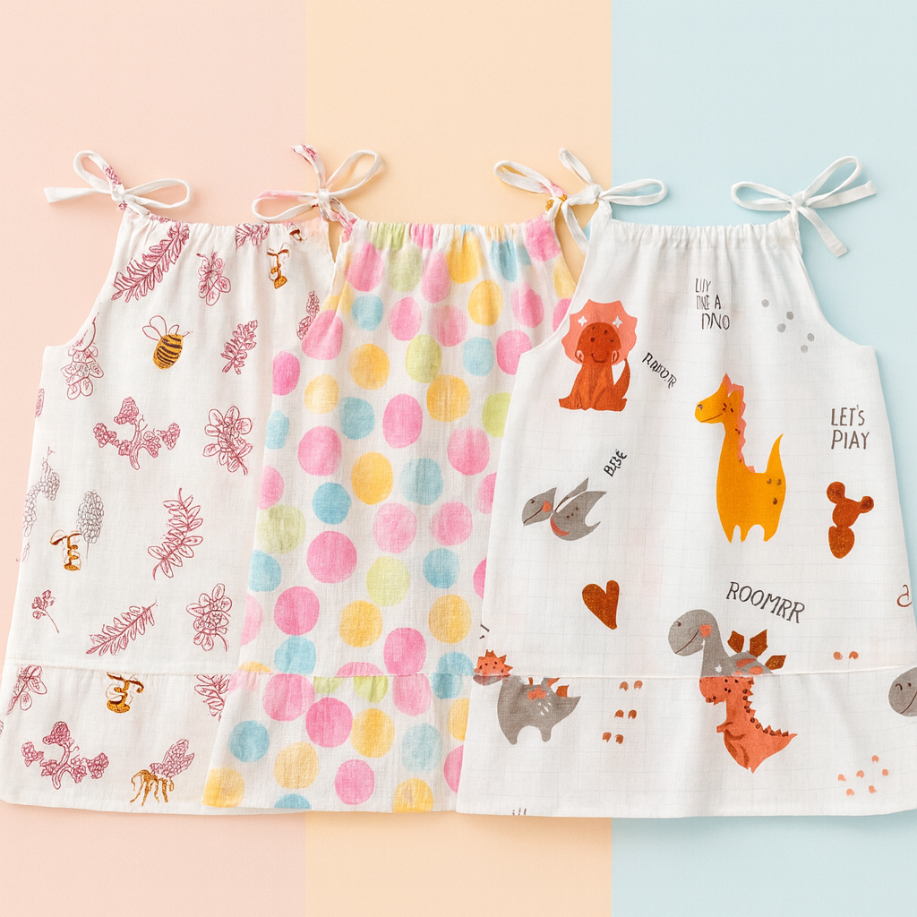 Nature Tales- Organic Muslin Knot Frock.