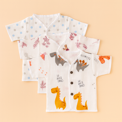 3pcs - Organic muslin jabla- Jungle Star