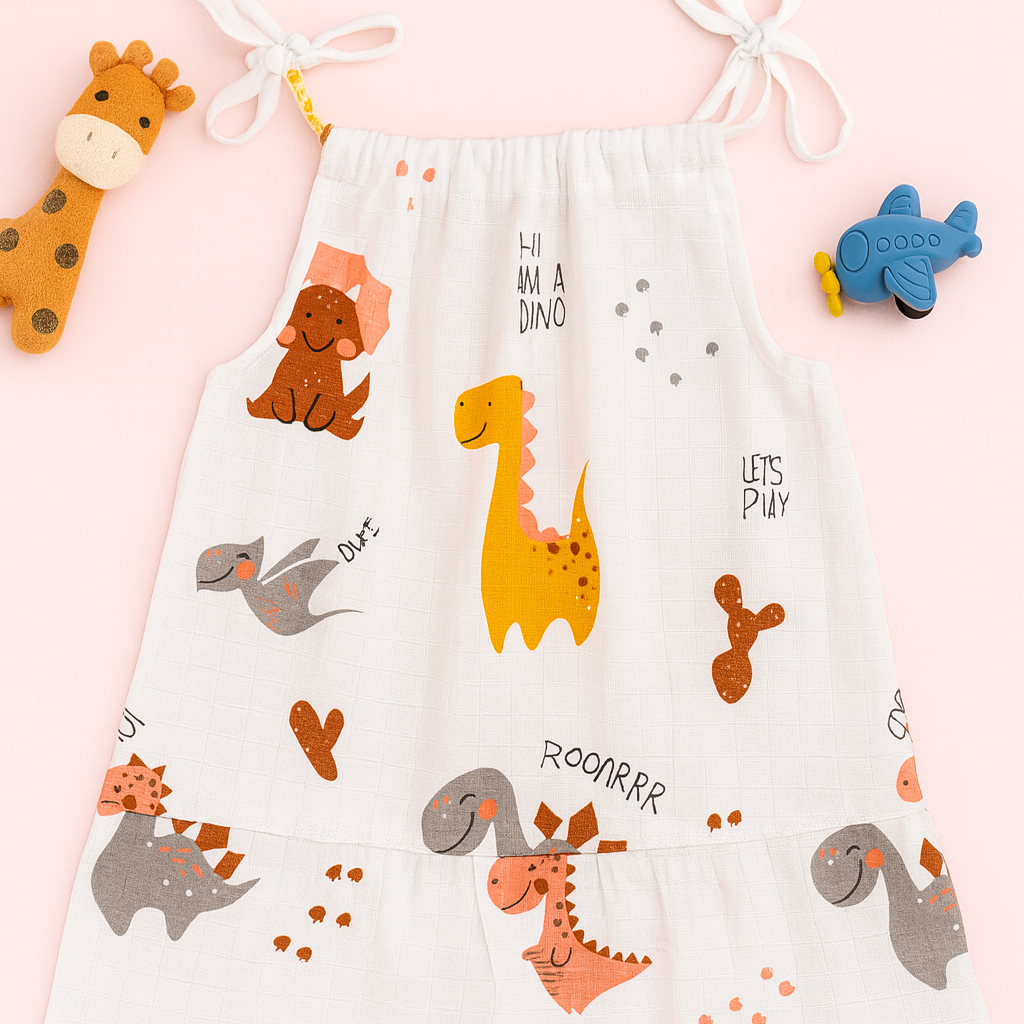 Nature Tales- Organic Muslin Knot Frock.