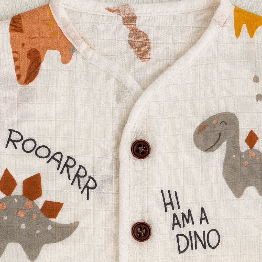 3pcs - Organic muslin sleeve less jabla- Jungle Joy