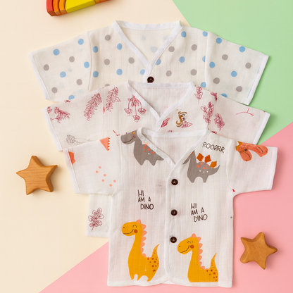 3pcs - Organic muslin jabla- Pastel pack