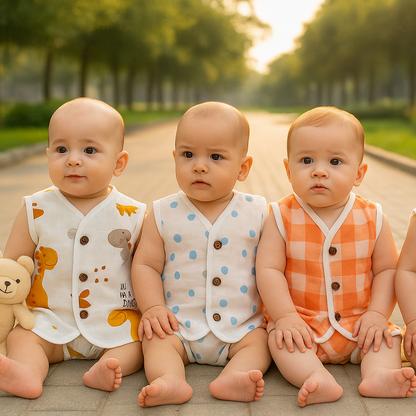 Organic Muslin Sleevless Jabla - Tiny saur