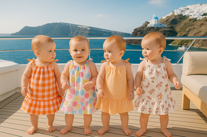 Gingham Peach- Organic Muslin Knot Frock.