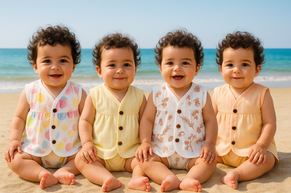 Organic Muslin Frock Jabla- Rainbow bubbles