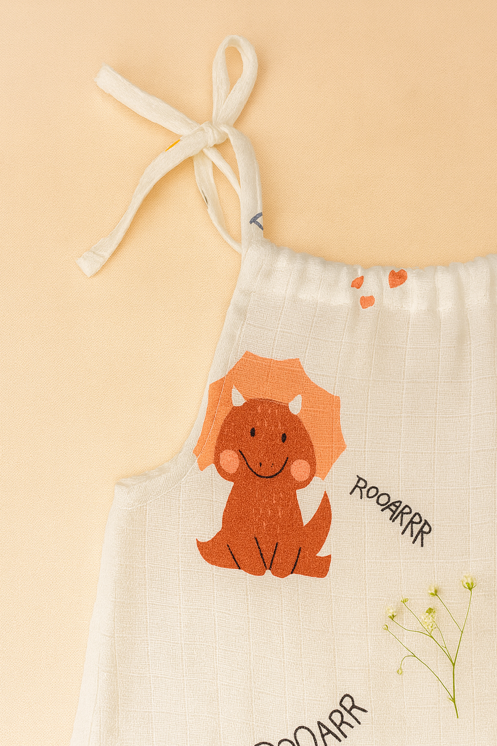 Tiny Dino- Organic Muslin Knot Frock.