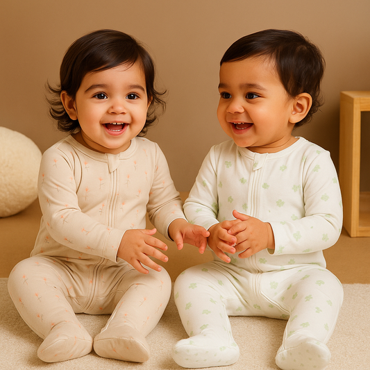 Organic Baby Romper 2-Pack – Ivory & White