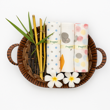 Organic muslin Swaddle 3 pcs - Pastel Colours